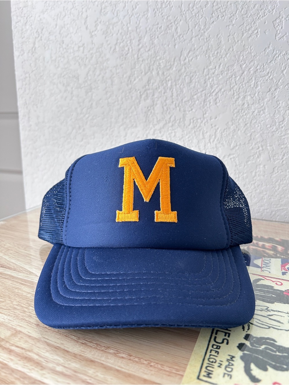 Vintage 80s Michigan Wolverines Trucker Hat Snapback Cap • Universal Industries